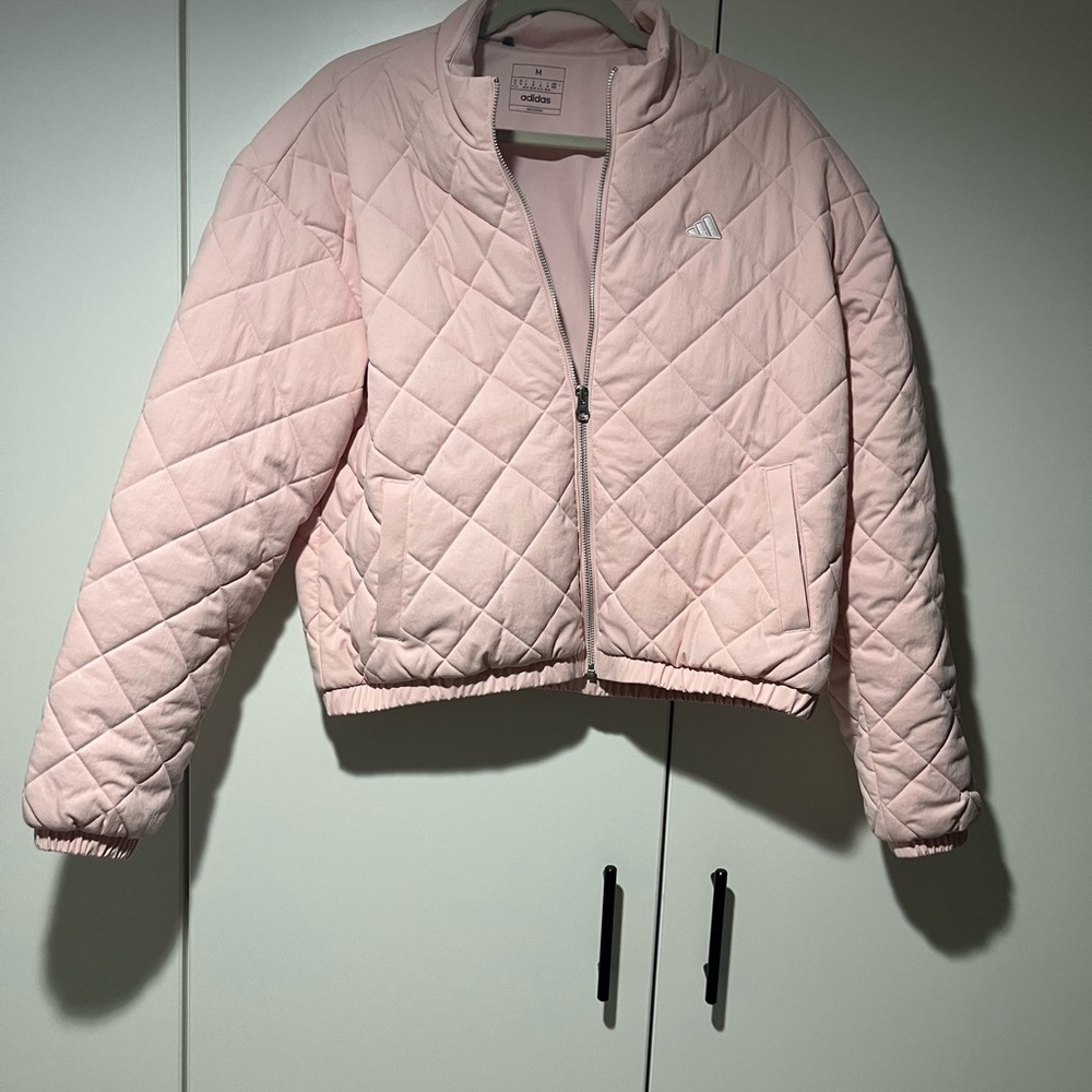 Adidas Pink Puffer Jacket Lightweight Quilted Design